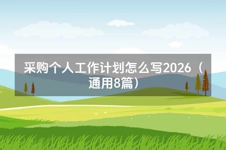 采购个人工作计划怎么写2026（通用8篇）