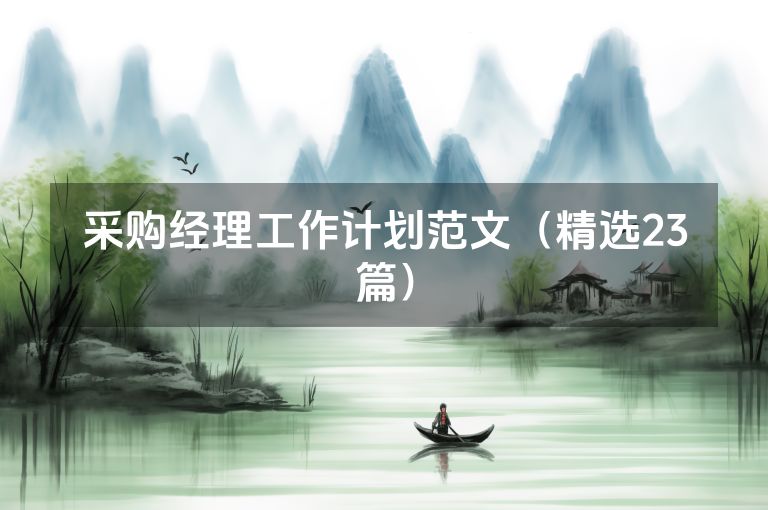 采购经理工作计划范文（精选23篇）
