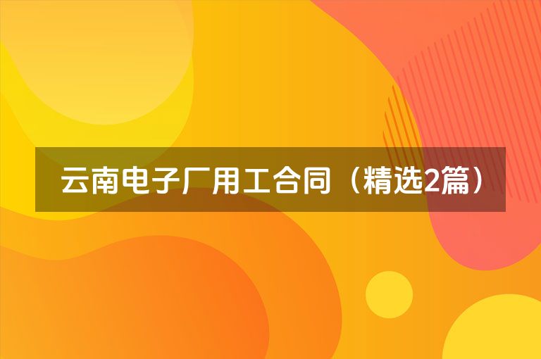 云南电子厂用工合同（精选2篇）